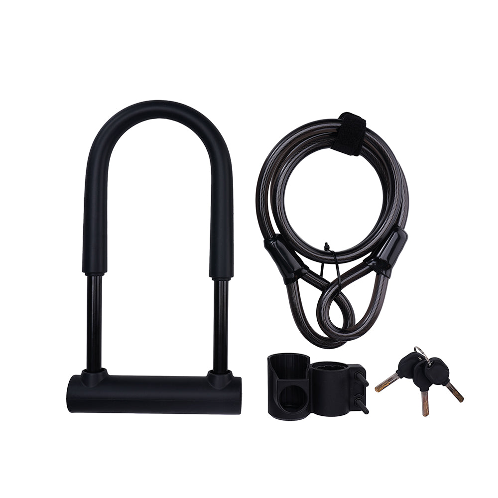 Anti-Theft Bike U-Lock with Security Steel Cable