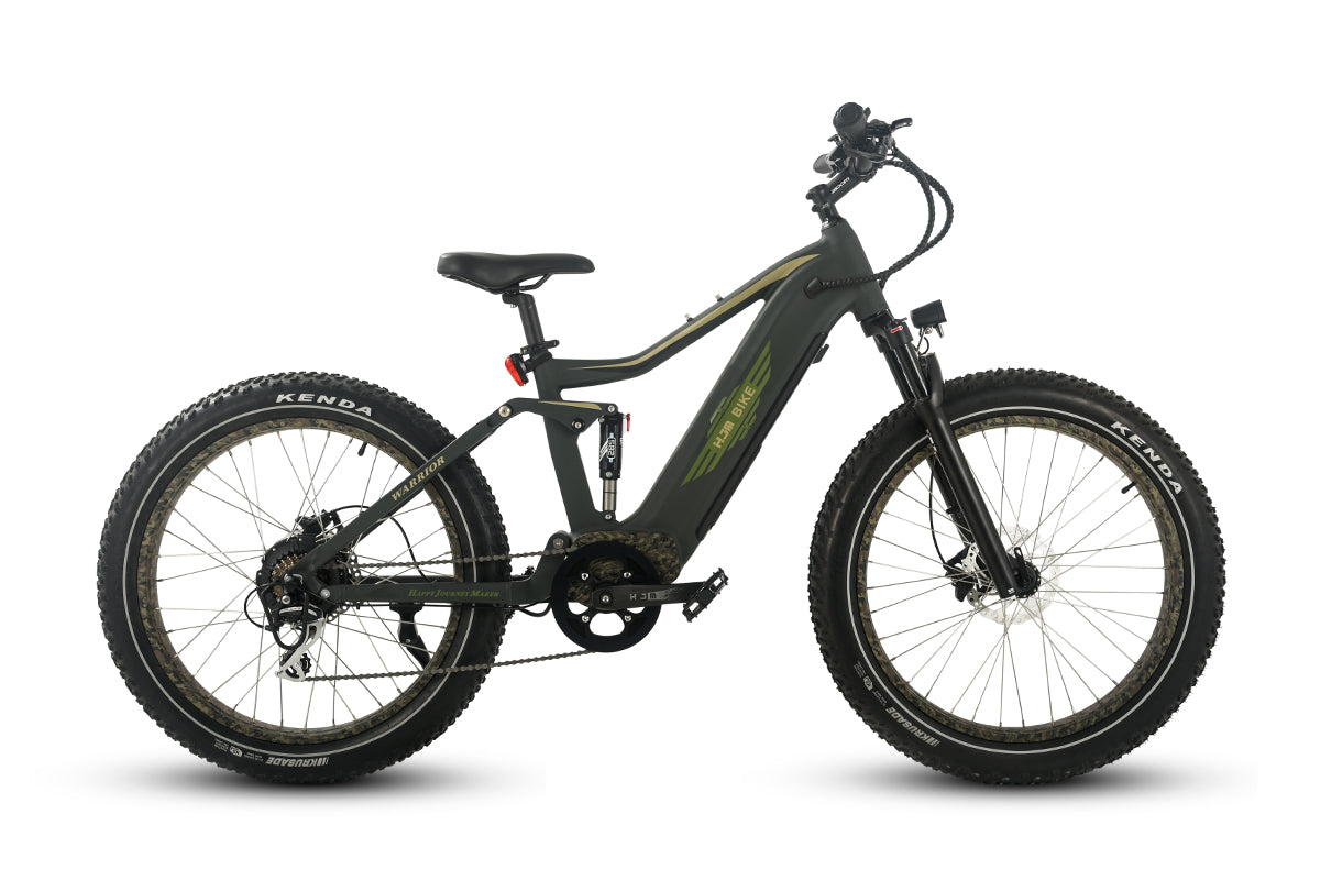 all-terrain e-bike fully Warrior Full Suspension All Terrain eBike, Warrior Pro (Torque Sensor) / Solar Flare