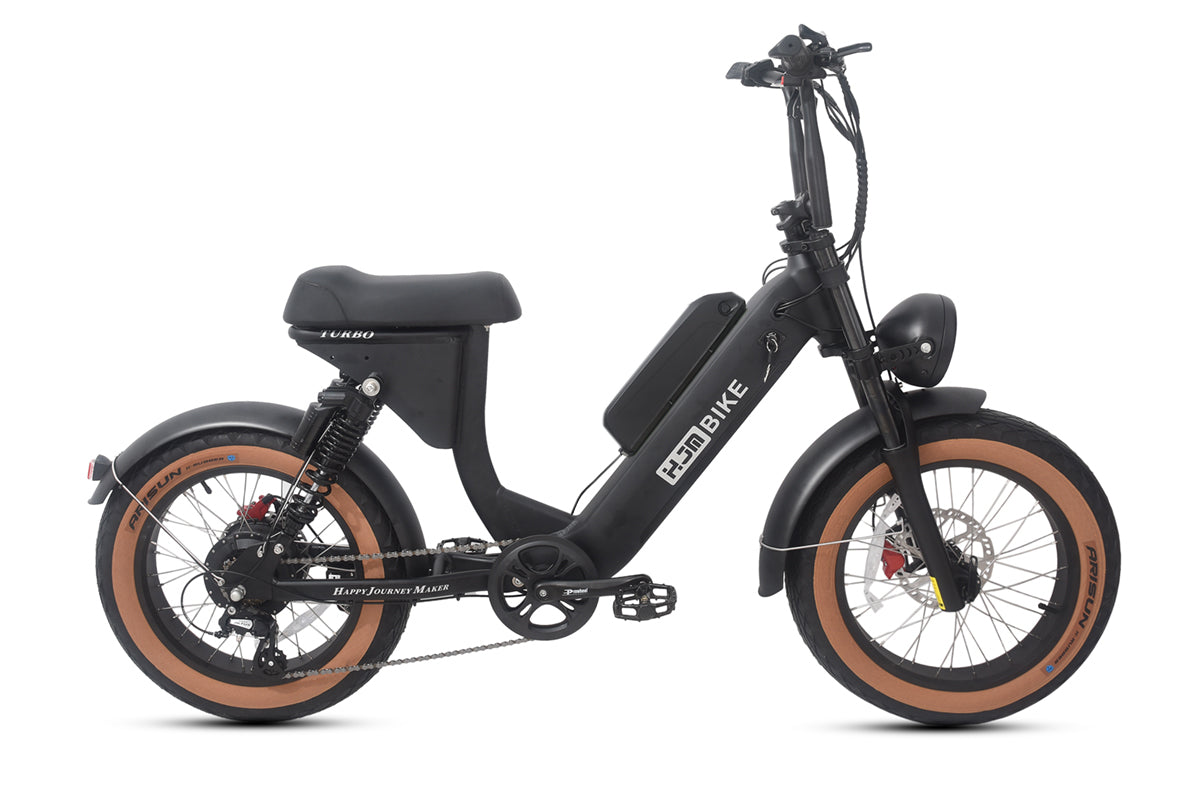 electric moped with pedals Turbo Moped Style Full Suspension All Terrain eBike