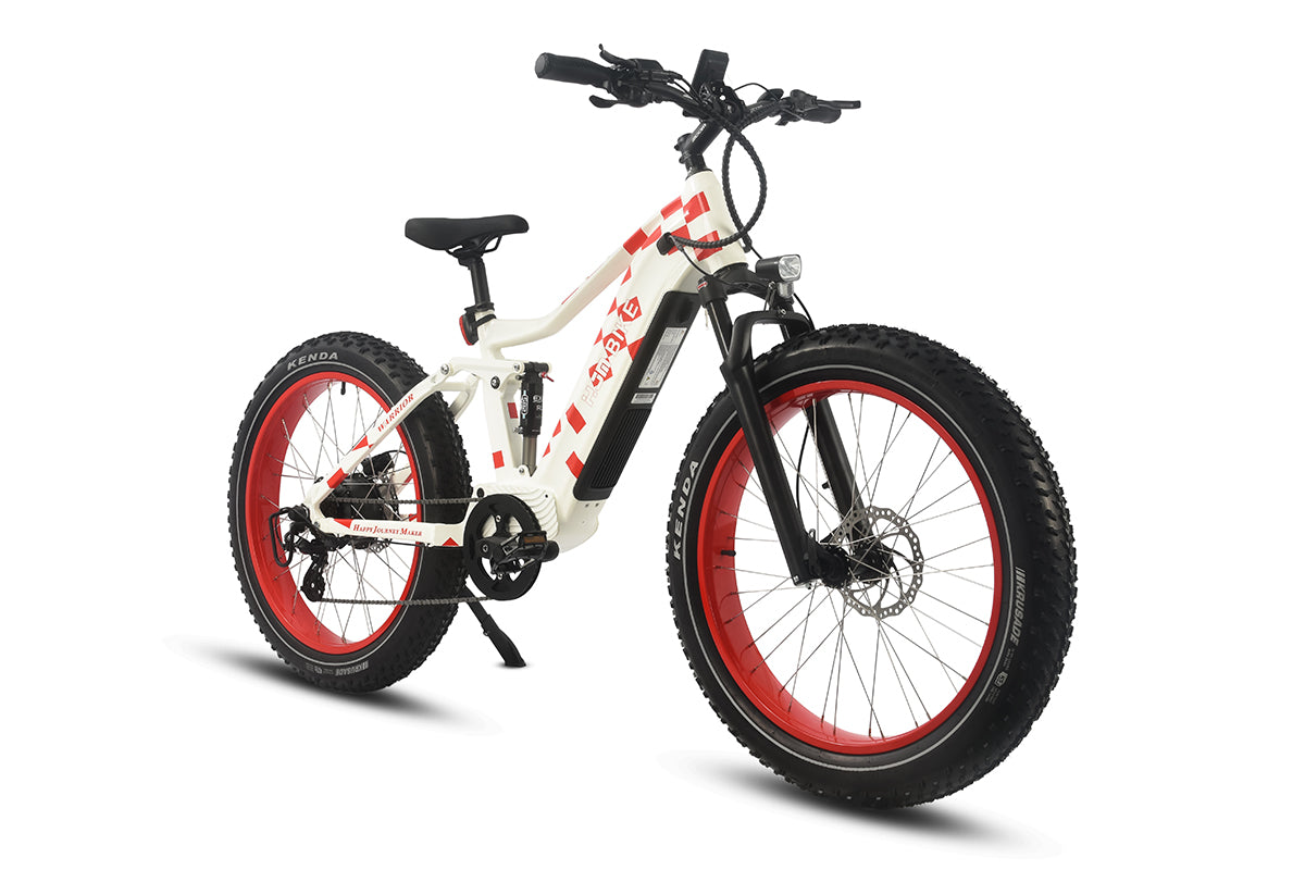 e bike fatbike fully Warrior Full Suspension All Terrain eBike, Warrior Pro (Torque Sensor) / Checkerboard Red-Limited Edition